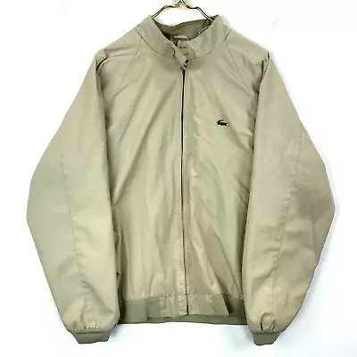 Vintage Lacoste Jacket Extra Large Beige Full Zip Bomber Plaid Lined • $33.99