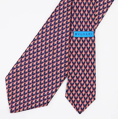 Bvlgari Bulgari Tie Necktie Geometric Umbrella On Dark Blue • $85