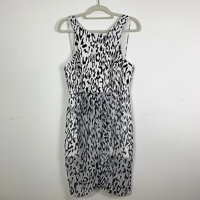 $35 • Buy Finders Keepers Size L Leopard Print Black White Wrap Style Mini Dess Chiffon
