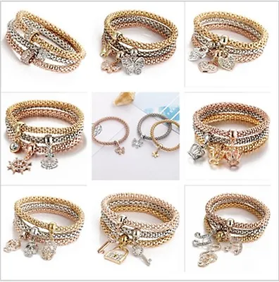 Women Butterfly Bracelet Gold Silver Pink Gold Rhinestone Bangle Love Jewellery • £3.99