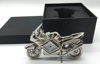 Metal Miniature Silver Desk  Motorcycle Clock (AB123W) • £9