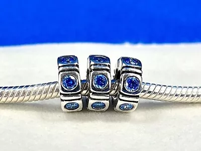 Authentic Pandora Trinity Spacer Blue CZ 925 Silver Charm 790368CZB Retired • $20