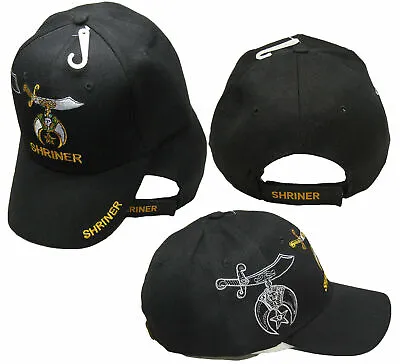 Shriner Emblem Black With Shadow Shriners Masonic Embroidered Cap Hat • $12.88