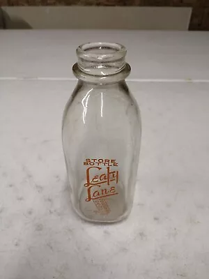 Vintage Leafy Lane Princeton Illinois One Quart Milk Bottle Orange Text • $29.95