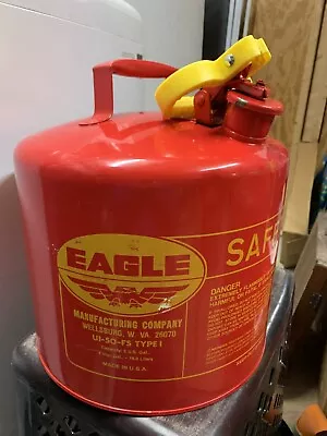 Eagle 5 Gallon Safety Gas Can Eagle UI-50-S Type 1 Red Galvanized Steel EX COND • $49.90