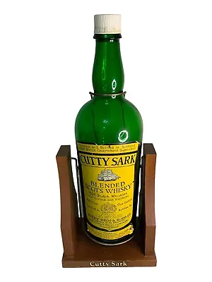 Vintage Large One Gallon Cutty Sark  Bottle With Wooden Display With Swing  • $100