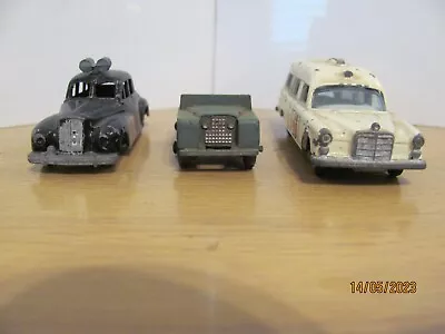 THREE DIECAST CARS -VINTAGE Budge Police Car- Ledsey Landrover-Matchbox Mercedes • $19.95