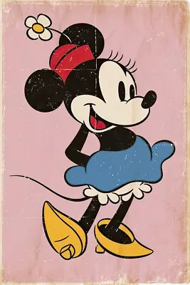 Minnie Mouse - Disney Poster (Retro Minnie / Pink Background) (Size: 24  X 36 ) • $11.99