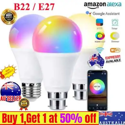 E27 B22 WiFi Smart LED Light Bulb RGB Globe Color Lamp15W For Alexa Google Home✅ • $9.99