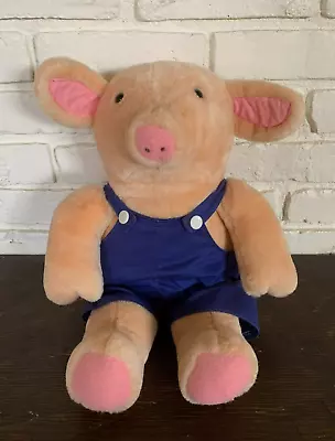 Vintage Hanna Anderson Stuffed Pig Animal Removable Overalls W/ Snaps - RARE! • $30