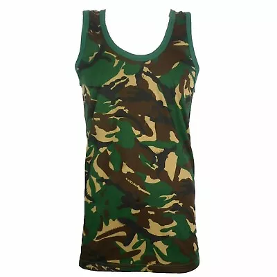 Mens Camouflage Vest Sleeveless Muscle Top Military Jungle Combat Army Gym Shirt • £6.49