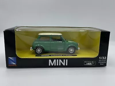 NewRay 1:32 Scale Mini Cooper Diecast Model Green - White Roof & Racing Stripes • £4.99