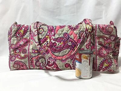 VERA BRADLEY Duffle Bag Pink PAISLEY MEETS PLAID 2012 18x8 16 Strap Drop NEW • $49.99