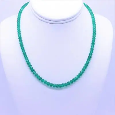 Graduated Micro-Faceted Emerald Green Onyx 3-5mm Beaded Gemstone Necklace • $140