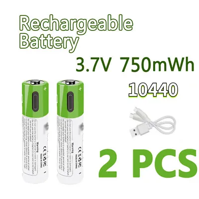 2PCS 10440 USB 750mWh Battery Type C Cable Charger 3.7V Flashlight Rechargeable • £29.94