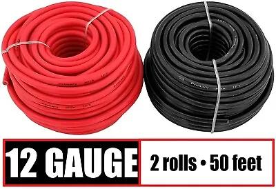 $16.65 • Buy  12 Gauge 12v Remote Wire Primary Cable Red & Black CCA - 2 Rolls - 50 Feet Each
