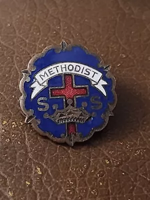 Sunday School Methodist Enamel Pin Little System Metal Cross And Crown • $9