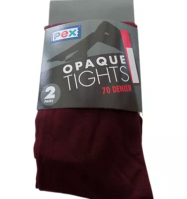 £9.99 • Buy Opaque Pex Tights 70 Denier Lycra, 2 Per Pack Colour Wine