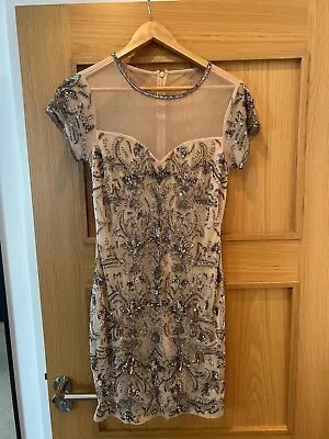 Miss Selfridge Peach And Black Lace Dress Size UK 12 • £1.99