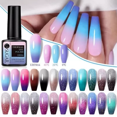 £4.99 • Buy Thermal Colour Changing Nail Gel Polish Varnish Holographic Shiny Neon Glitter