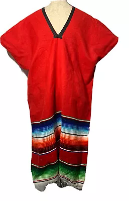 Rubies Mexican PONCHO - RED - TRIBAL SERAPE ONE SIZE FITS ALL Blanket Gaban • $29