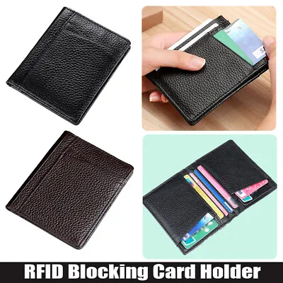 $8.66 • Buy Men Leather Credit Card Holder RFID Blocking Slim Wallet Money Purse Pouch
