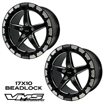 2 Vms Racing V-star Beadlock Drag Race Wheels Rear 17x10 For Corvette C6 Z06 Gs • $1149.99