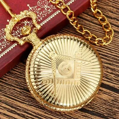 Classic Masonic Freemasonry Quartz Pocket Watches With Chain Gifts For Women Men • £5.15