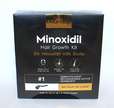 ProFolix 5% Minoxidil Hair Growth Serum Kit W/Biotin 3 Month Supply Exp 12/2026 • $9.95