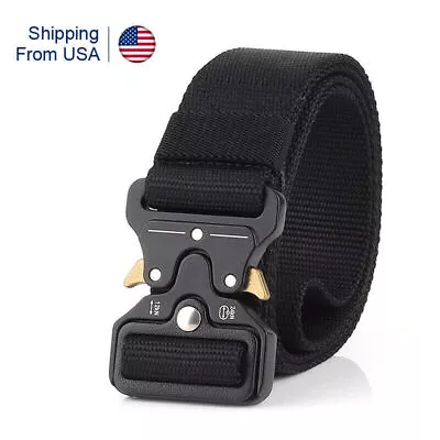 Men's Military Casual Tactical Belts Heavy Duty Nylon Army Waistband Rigger US • $8