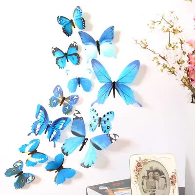 $0.01 • Buy 12Pcs Butterfly Wall Decals -PVC 3D Butterflies Removable Mural Wall Stickers🔥