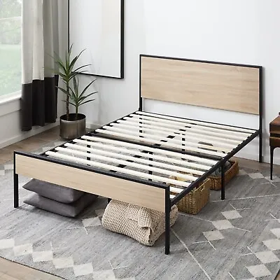 Edenbrook Carson Bed Frame - Metal Platform Bed - Wood Headboard And Footboard • $129.99