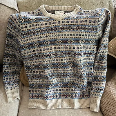 J Crew Fair Isle Sweater Brushed Wool Sz L Mens Great Condition • $25