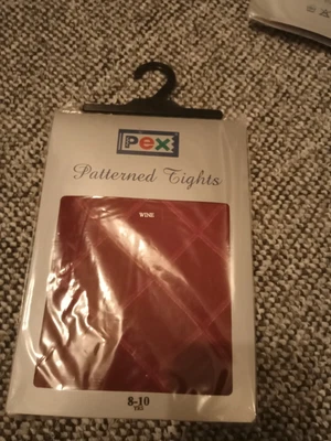 £1 • Buy Pex Wine Diamond Patterned Tights New 8-10 Yrs