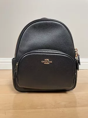 Coach Mini Court Backpack In Pebbled Black Leather New • $129.95