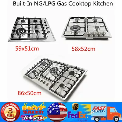 23 /34  5 Burners Stove Top Built-In Gas Propane Cooktop Cooking Stainless Steel • $139