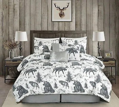 Chezmoi Collection Denver 7-Piece Cabin Lodge Grizzly Bear Printed Comforter Set • $76.99