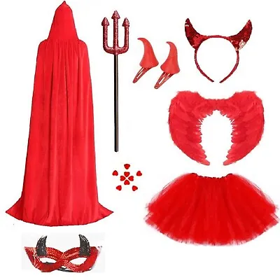 Devil Fancy Dress Costume Accessories Adult Kids Halloween Tail Pitchfork Lot UK • £3.18
