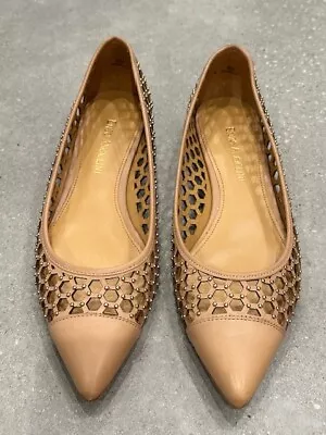 Women's ENZO ANGIOLINI Nude Leather Pointy Toe Ballet Flats Size 6.5 • $19