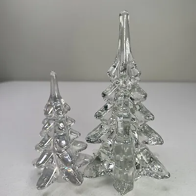 $28.79 • Buy Silvestri Crystal Art Glass Christmas Tree Lot 2 - 6.5” Clear & 4.5” Iridescent