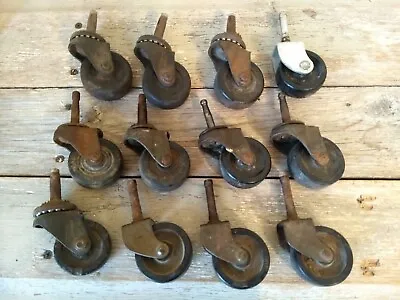 $14.99 • Buy Lot Of Vintage Caster Wheels About 2  Wheels/ 4  Overall