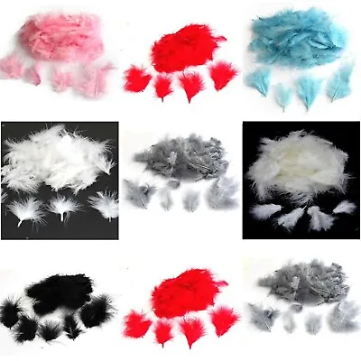 Mini Marabou Feathers 50 Per Pack - 3 - 8 Cm - Small Fluffy & Soft - 7 Colours • £3.99