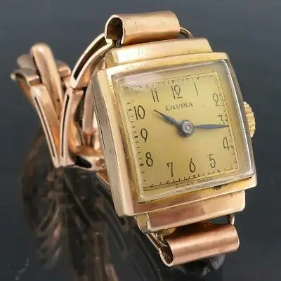 Ladies Vintage ART DECO LAVINA SOLID 9K ROSE GOLD WRIST WATCH & 9k Bracelet • $675