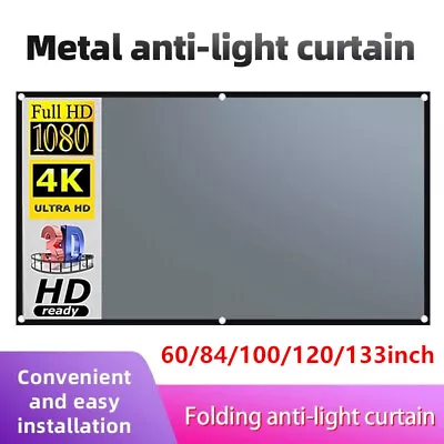 $34.90 • Buy 16:9 4K HD Projection Screen Anti-Light Projector Screen Material Curtains Home