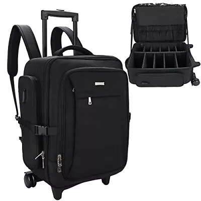 Rolling Makeup Case Makeup Backpack Professional Makeup Artist Train Case Trolle • $223.95