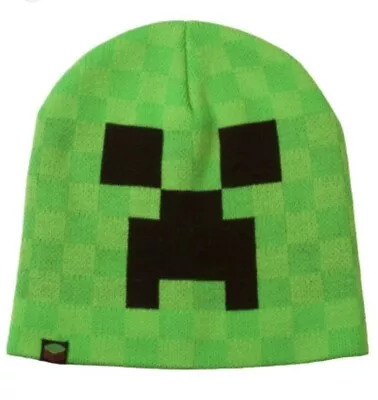 Jink Minecraft Creeper Face Big Boys Knit Green Beanie Size S • $7