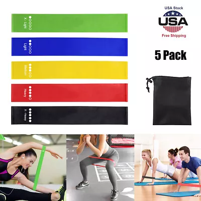 5X Resistance Bands Loop Gym Exercise Yoga Strength Workout Fitness Butt Lift • $6.55