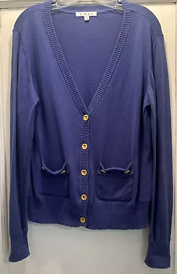 Cabi Womens Long Sleeves Button Up Cardigan Blue Sz L Cashmere Blend. • $21