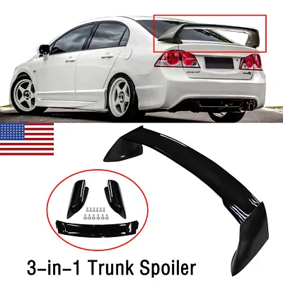 Fits 12-15 Honda Civic 4DR Sedan Glossy Black Mugen Style RR Trunk Wing Spoiler • $77.90