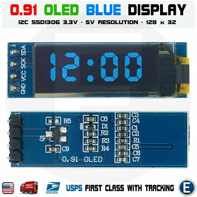 0.91 Inch 128x32 IIC I2C Blue OLED Display Module DC3.3V 5V 128*32 Arduino • $2.21